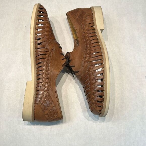 Rogers Leather Huarache Shoes Sandals Woven Mens Sz 8.5 Womens Sz 10 MEX Sz 27 - Picture 6 of 9